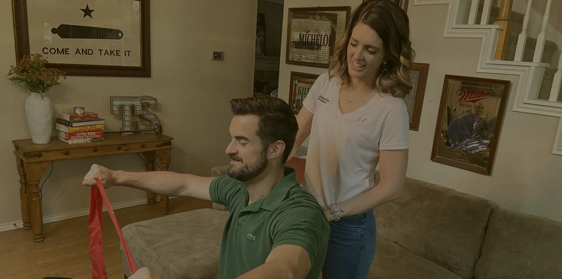 man having a chiropractic service at home